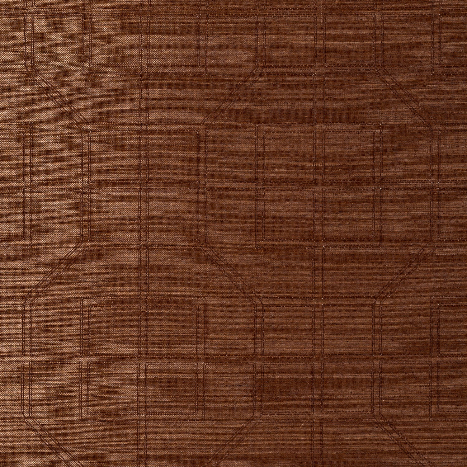 Linyi Embroidered Fret Sisal wallpaper in chestnut color - pattern number 5003554 - by Schumacher in the Atelier collection