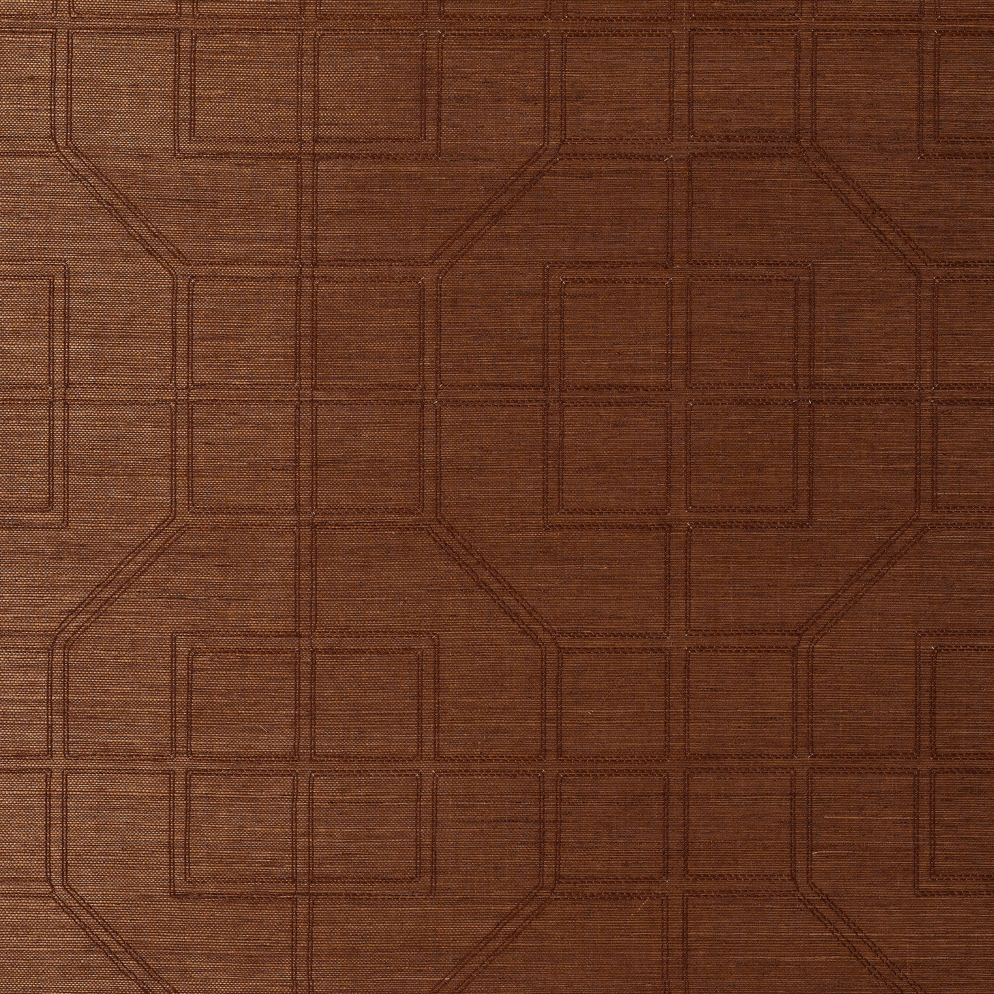 Linyi Embroidered Fret Sisal wallpaper in chestnut color - pattern number 5003554 - by Schumacher in the Atelier collection