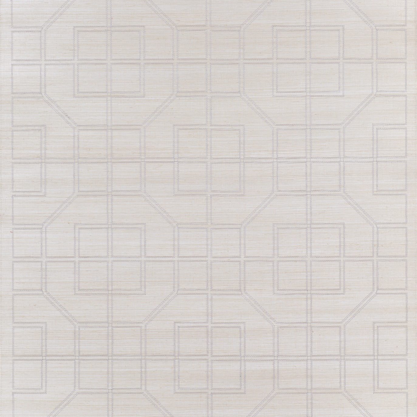 Linyi Embroidered Fret Sisal wallpaper in natural shimmer color - pattern number 5003555 - by Schumacher in the Textured Wallcoverings and Printed Grasscloths collection