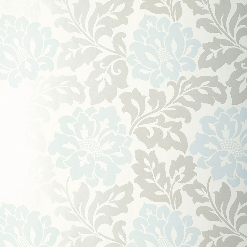 Saraceno Damask wallpaper in aquamarine color - pattern number 5003631 - by Schumacher in the Palazzo collection