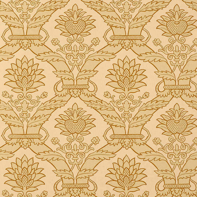 Siena Damask wallpaper in natural color - pattern number 5003650 - by Schumacher in the Palazzo collection