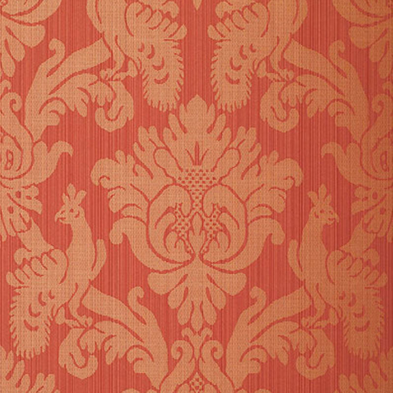 Valette Strie Damask wallpaper in garnet color - pattern number 5003664 - by Schumacher in the Palazzo collection