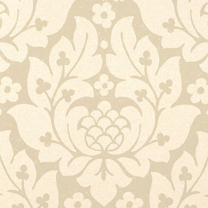 Fiore Damask wallpaper in linen color - pattern number 5003670 - by Schumacher in the Palazzo collection