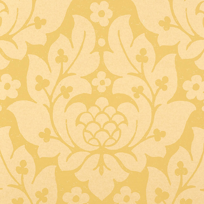 Fiore Damask wallpaper in buttercup color - pattern number 5003671 - by Schumacher in the Palazzo collection