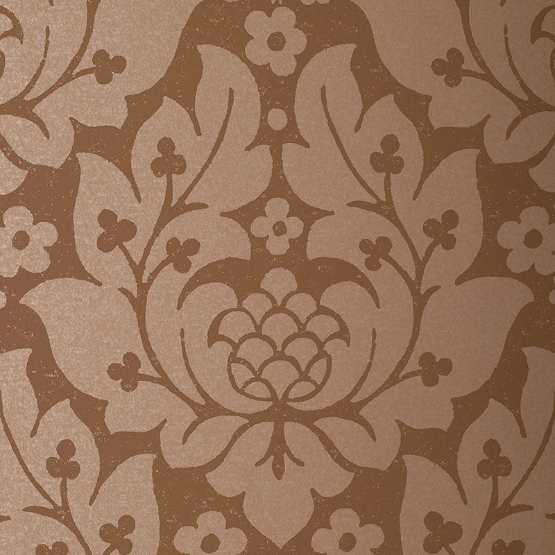 Fiore Damask wallpaper in mocha color - pattern number 5003673 - by Schumacher in the Palazzo collection