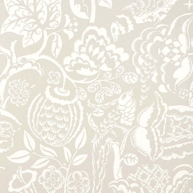Uccello wallpaper in stone color - pattern number 5003712 - by Schumacher in the Palazzo collection