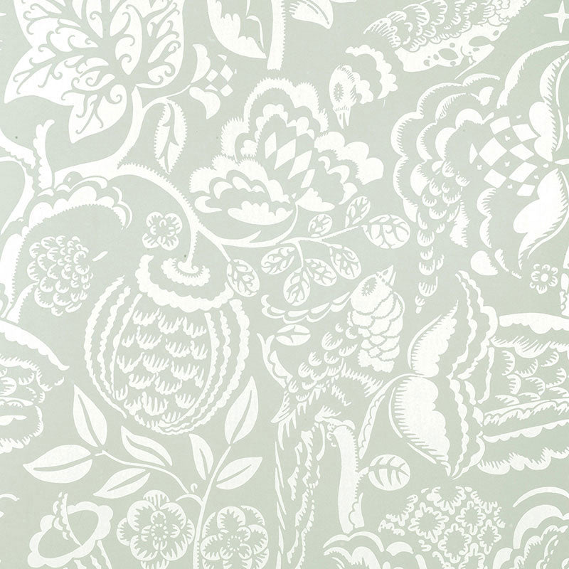 Uccello wallpaper in aqua color - pattern number 5003713 - by Schumacher in the Palazzo collection