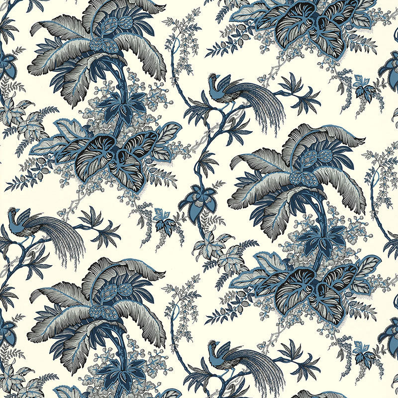 Coconut Grove wallpaper in lapis color - pattern number 5004050 - by Schumacher in the Classic Prints collection