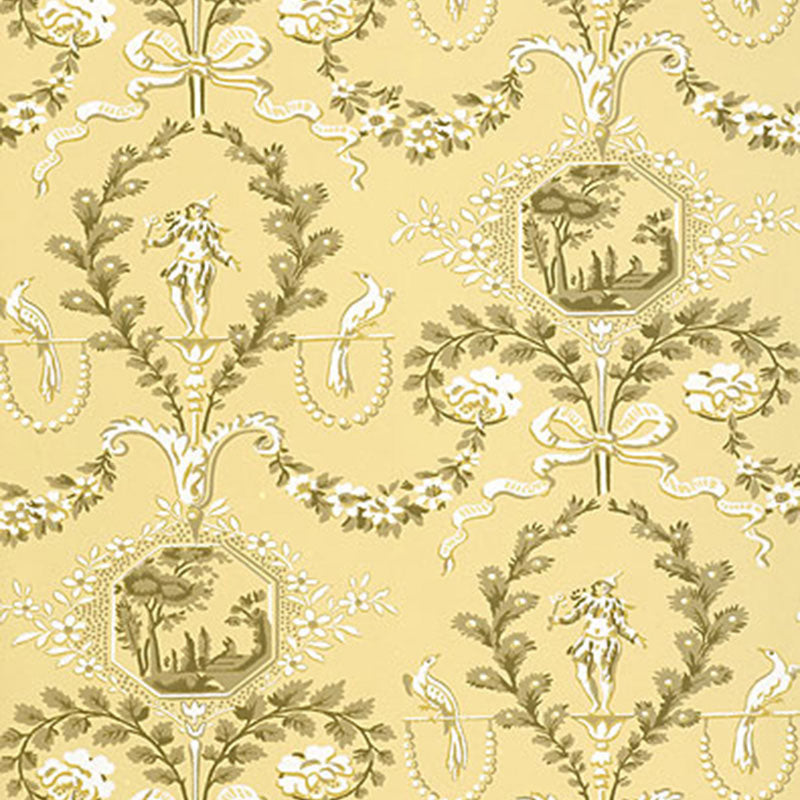 Jester Arabesque wallpaper in sunlight color - pattern number 5004112 - by Schumacher in the Perennial Favorites collection
