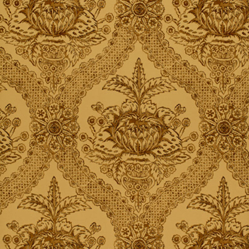 Haddon Hall Damask wallpaper in umber color - pattern number 5004171 - by Schumacher in the The Libray Collection collection