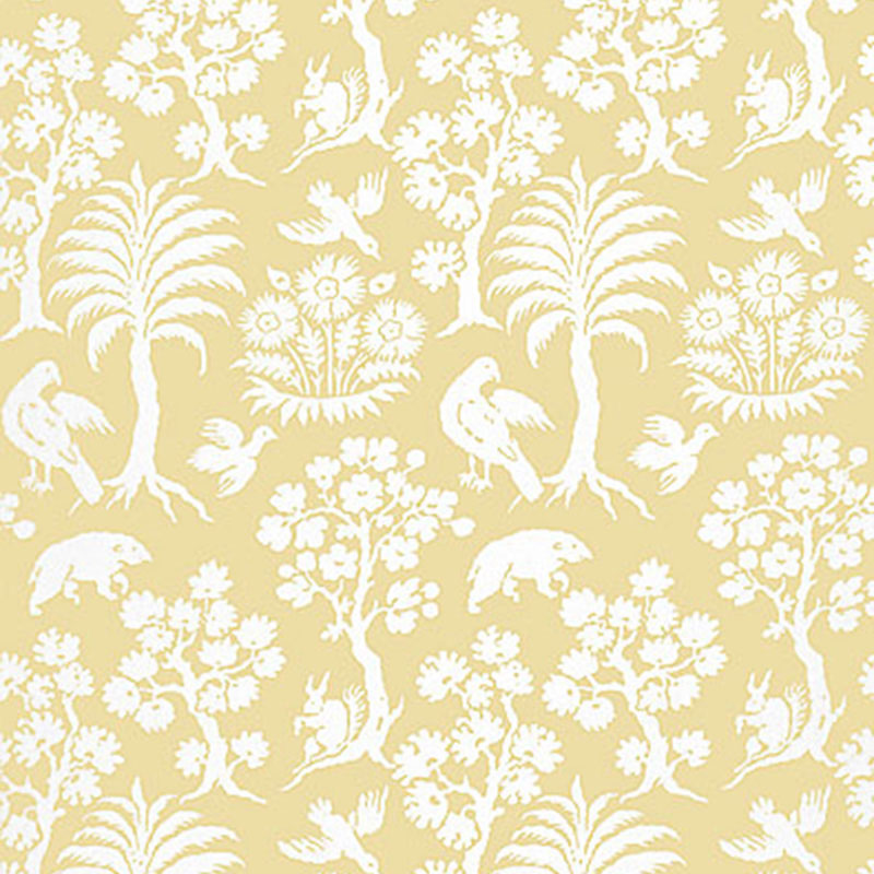 Palm Damask wallpaper in sunlight color - pattern number 5004351 - by Schumacher in the Greenhouse Schumacher collection