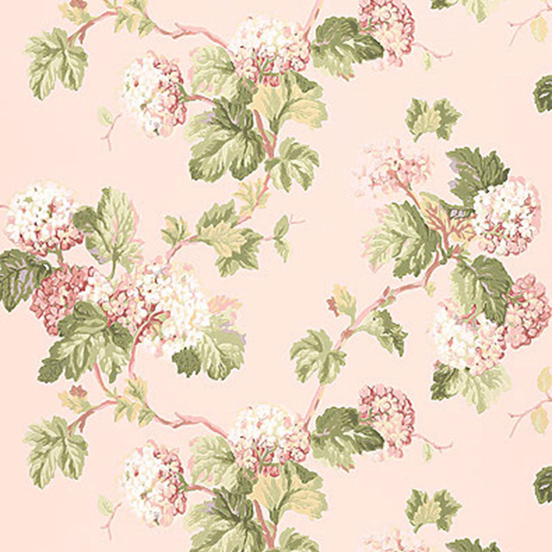 Viburnum wallpaper in blush color - pattern number 5004370 - by Schumacher in the Greenhouse Schumacher collection