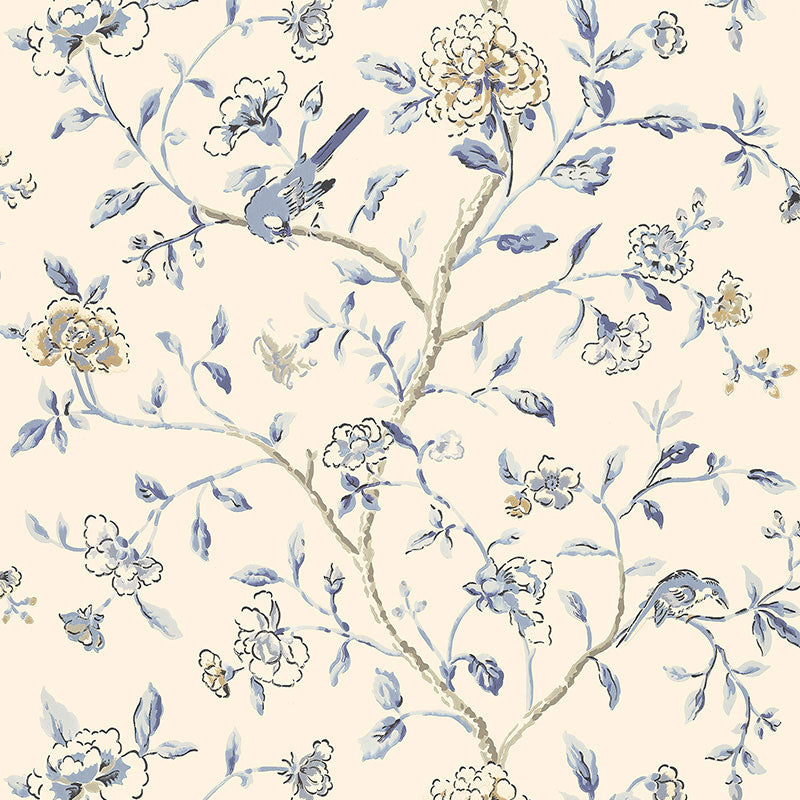 Annabelle Vine wallpaper in porcelain color - pattern number 5004401 - by Schumacher in the Greenhouse Schumacher collection