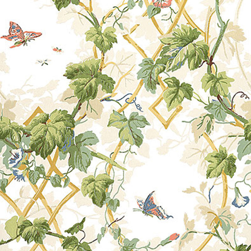 Leafy Arbor wallpaper in cream color - pattern number 5004490 - by Schumacher in the Greenhouse Schumacher collection