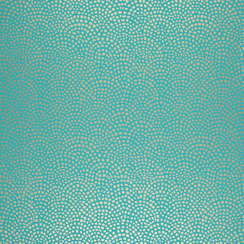 Mosaic fabric in turquoise color - pattern number 5005043 - by Schumacher in the Modern Nature collection