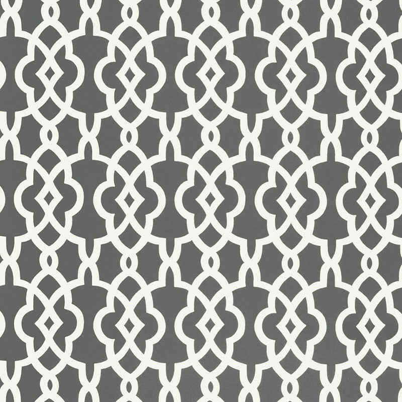 Summer Palace Fret wallpaper in smoke color - pattern number 5005141 - by Schumacher in the Modern Nature collection