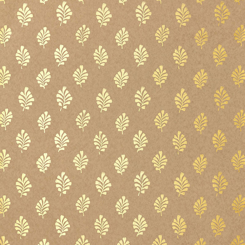 Bakara Leaf wallpaper in gilt color - pattern number 5005233 - by Schumacher in the Jaipur collection