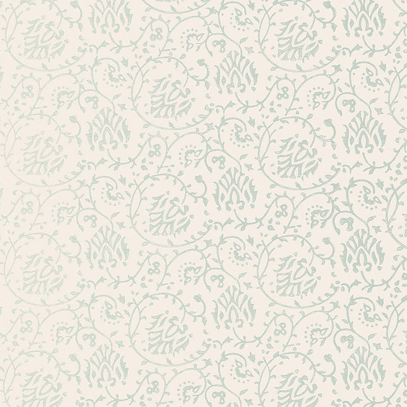 Sarana Vine fabric in water blue color - pattern number 5005272 - by Schumacher in the Jaipur collection
