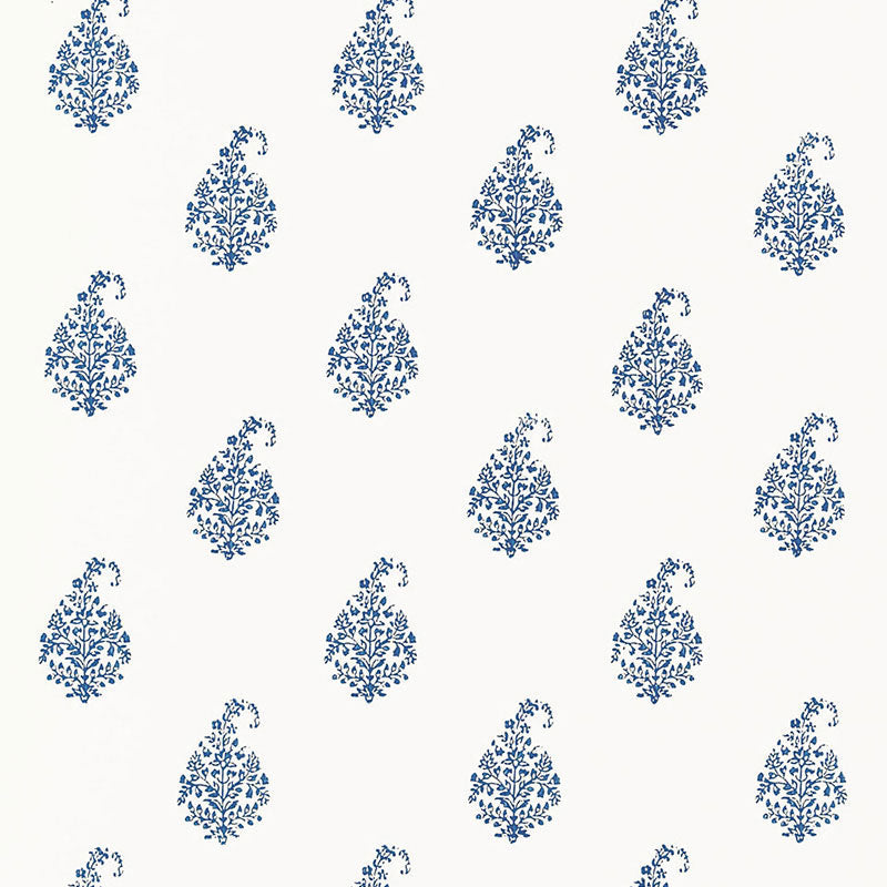 Kerala Paisley wallpaper in delft color - pattern number 5005281 - by Schumacher in the Jaipur collection