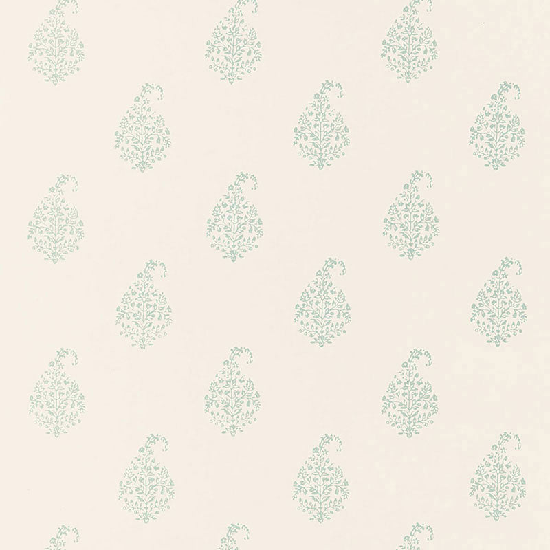Kerala Paisley wallpaper in water blue color - pattern number 5005282 - by Schumacher in the Simply Charming Wallpapers collection