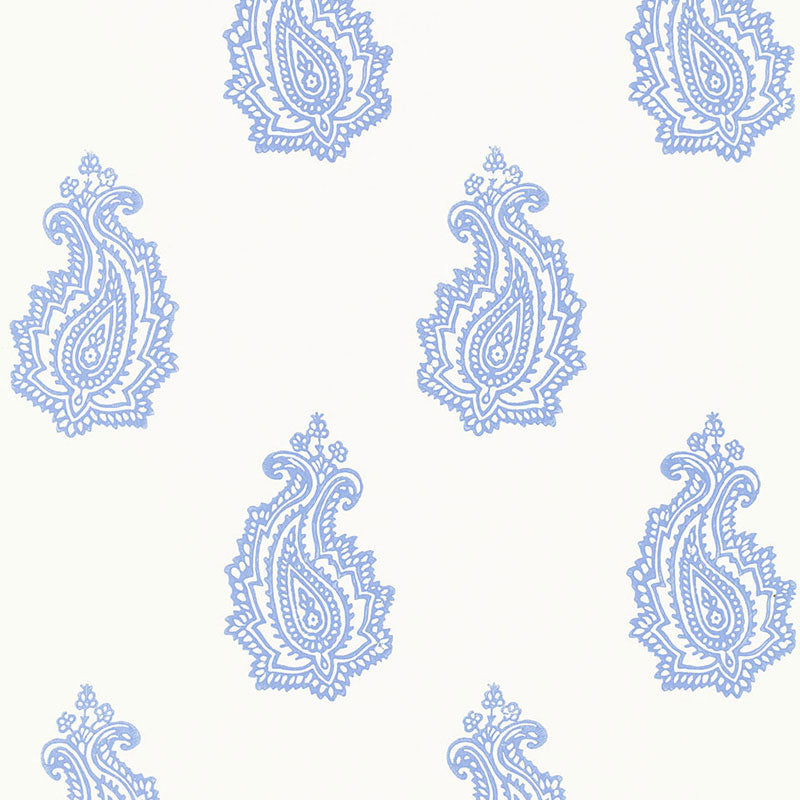 Madras Paisley wallpaper in delft color - pattern number 5005301 - by Schumacher in the Jaipur collection