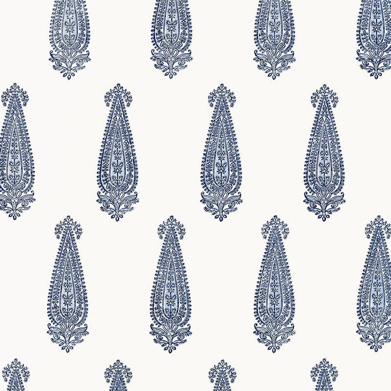 Katara Paisley wallpaper in delft color - pattern number 5005331 - by Schumacher in the Jaipur collection