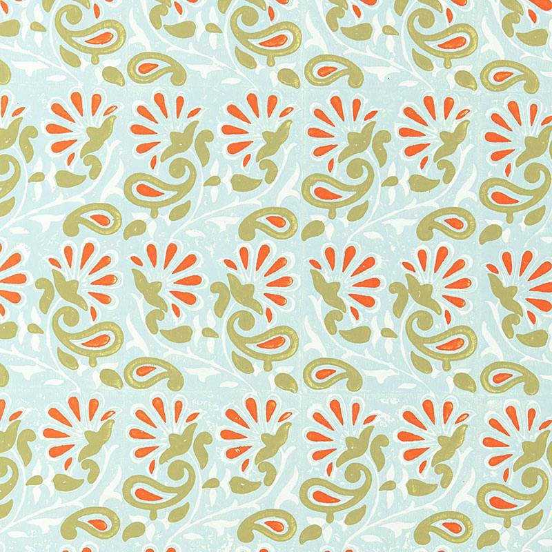 Rampura wallpaper in water blue color - pattern number 5005342 - by Schumacher in the Jaipur collection
