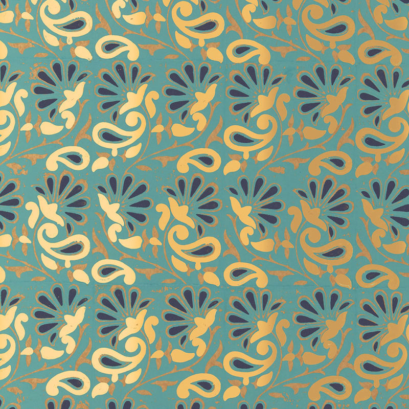 Rampura wallpaper in turquoise color - pattern number 5005343 - by Schumacher in the Jaipur collection