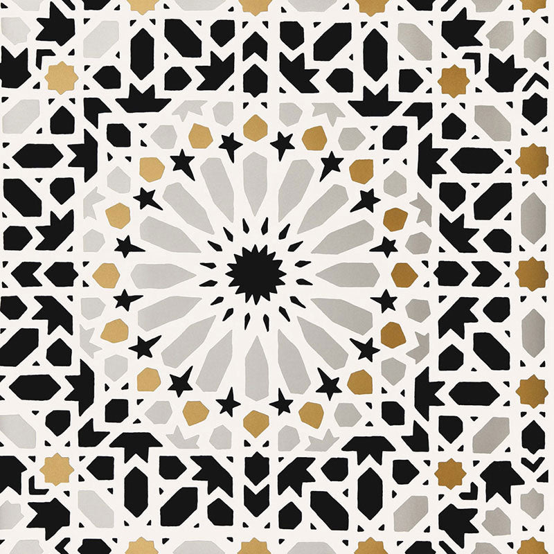 Nasrid Palace Mosaic wallpaper in mica color - pattern number 5005961 - by Schumacher in the Byzantium collection