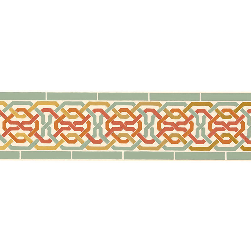 Darro Mosaic Border border in persimmon color - pattern number 5006022 - by Schumacher in the Byzantium collection