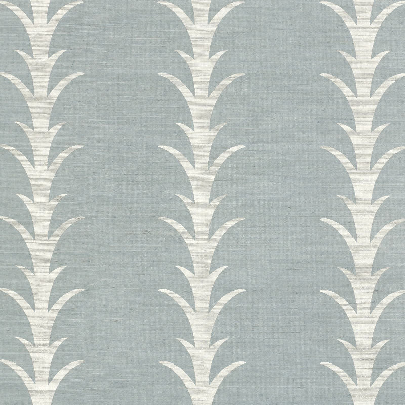 Acanthus Stripe Sisal wallpaper in chambray color - pattern number 5006056 - by Schumacher in the Shangri La collection