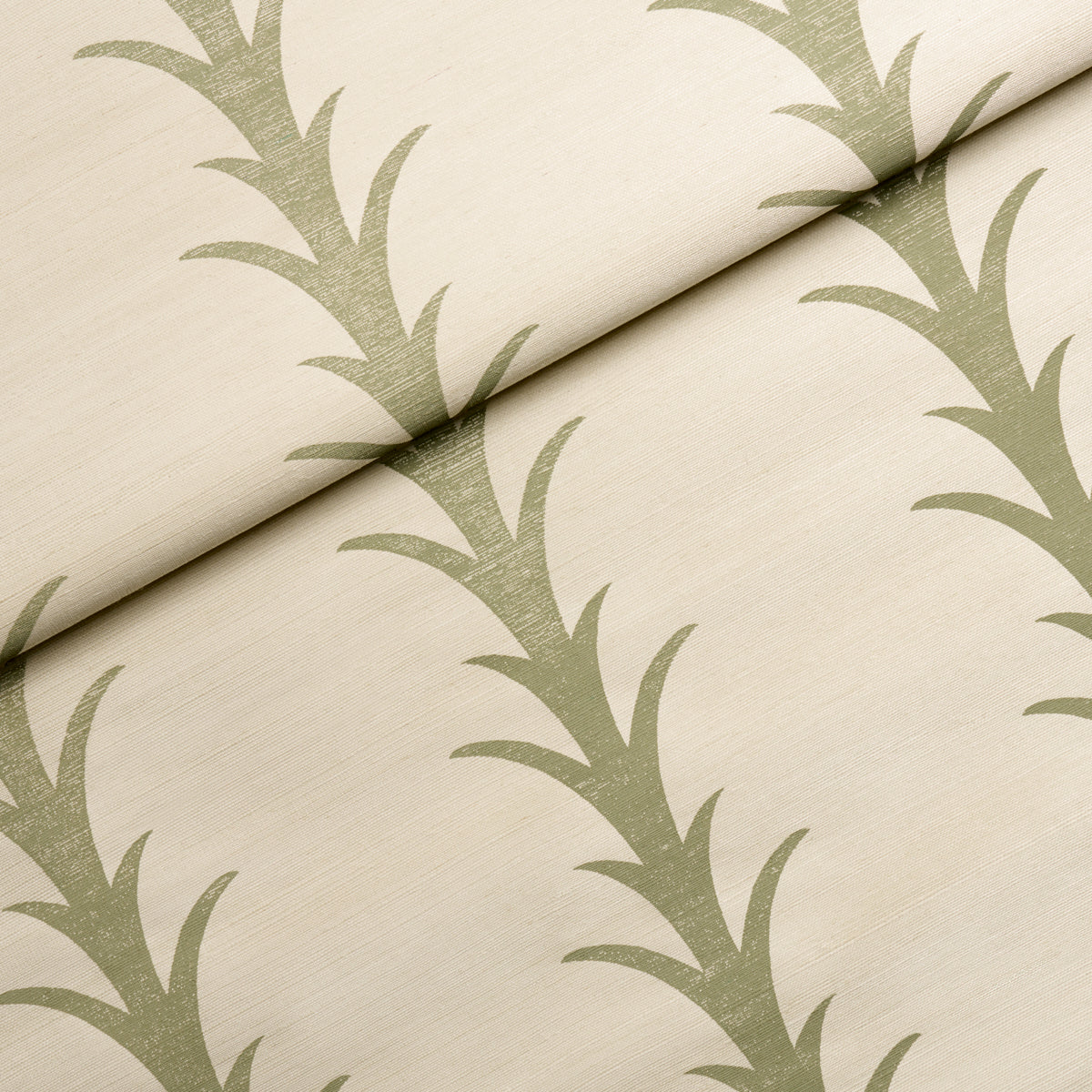 Acanthus Stripe Sisal Wallpaper in olive color - pattern number 5006058 - by Schumacher in the Perennial Favorites collection