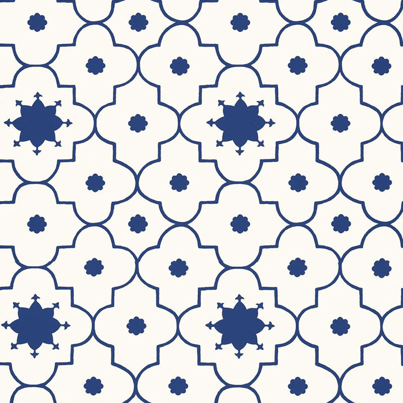 Taj Trellis wallpaper in jaipur blue color - pattern number 5006620 - by Schumacher in the Martyn Lawrence Bullard Schumacher collection