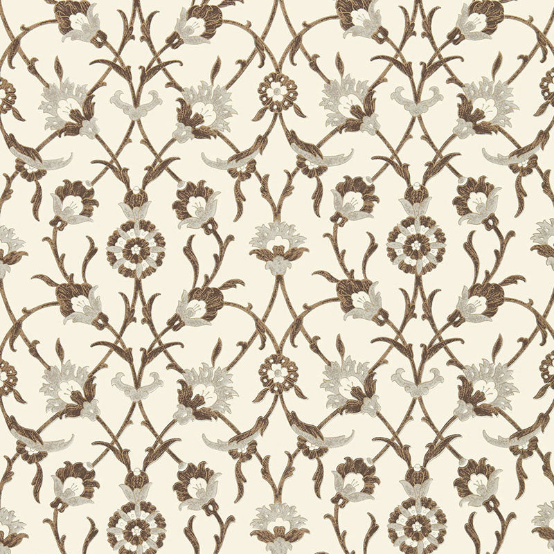 Sultans Trellis wallpaper in sepia color - pattern number 5006701 - by Schumacher in the Ottoman Chic collection