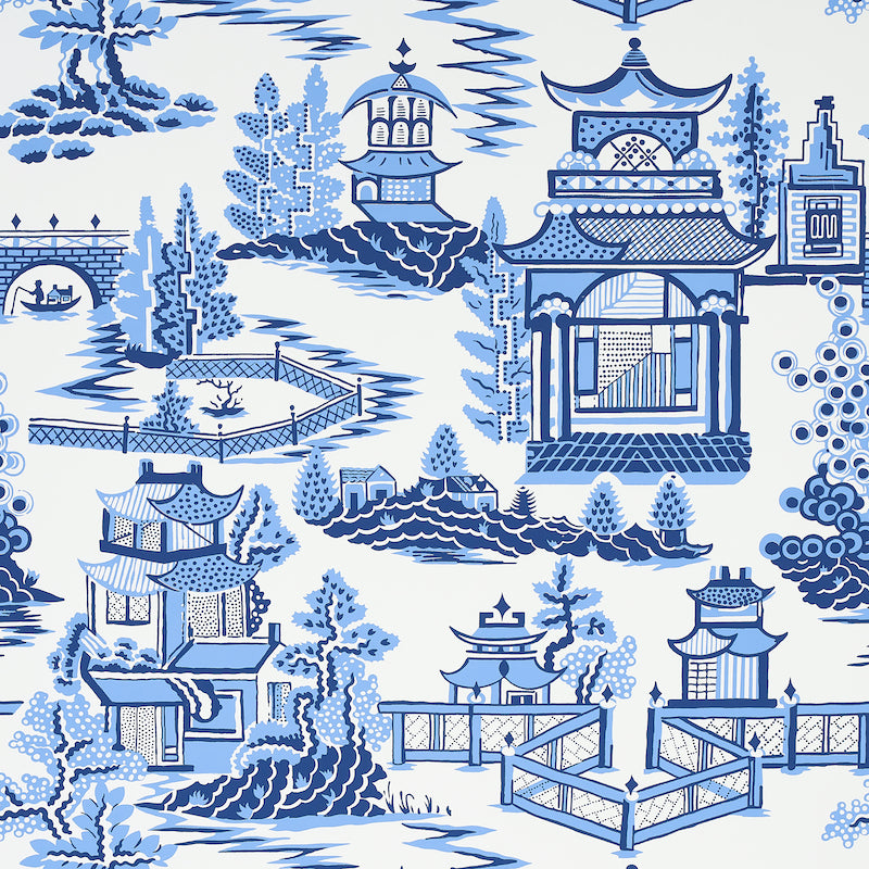 Nanjing wallpaper in porcelain color - pattern number 5006911 - by Schumacher in the Print Happy Wallpapers collection