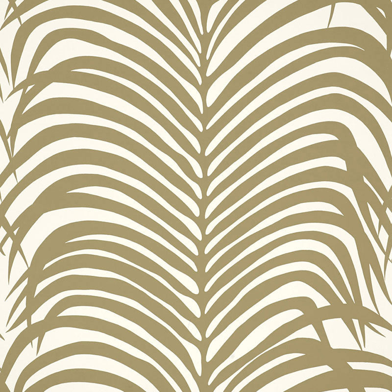 Zebra Palm wallpaper in khaki color - pattern number 5006930 - by Schumacher in the Print Happy Wallpapers collection