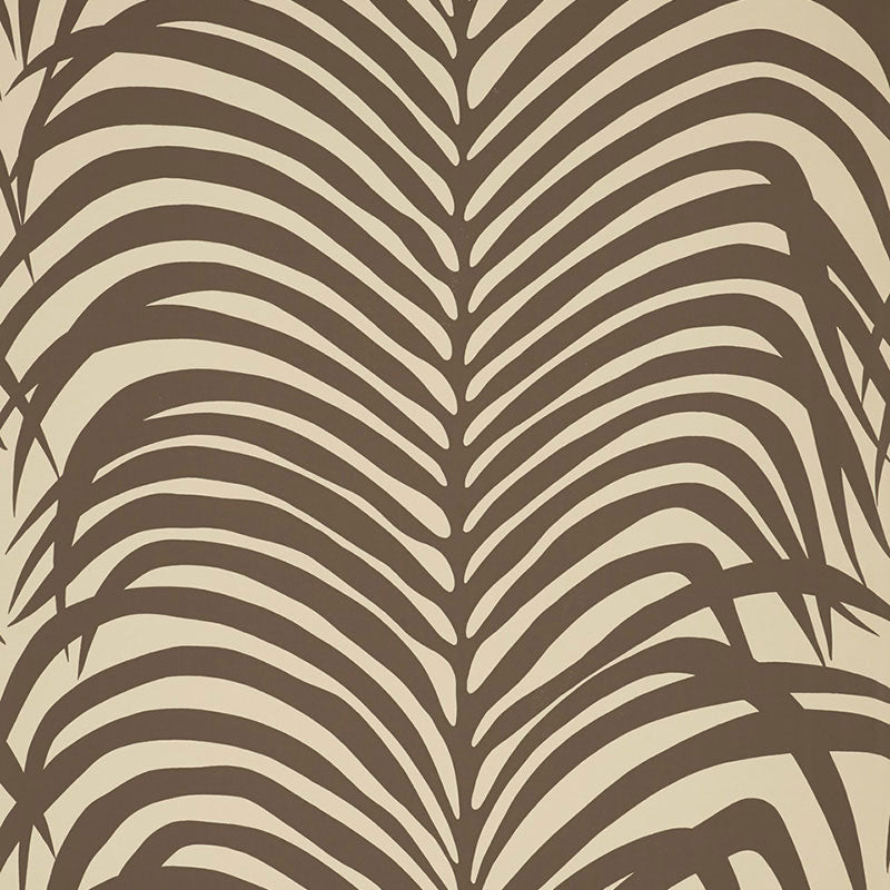 Zebra Palm wallpaper in java color - pattern number 5006933 - by Schumacher in the Print Happy Wallpapers collection