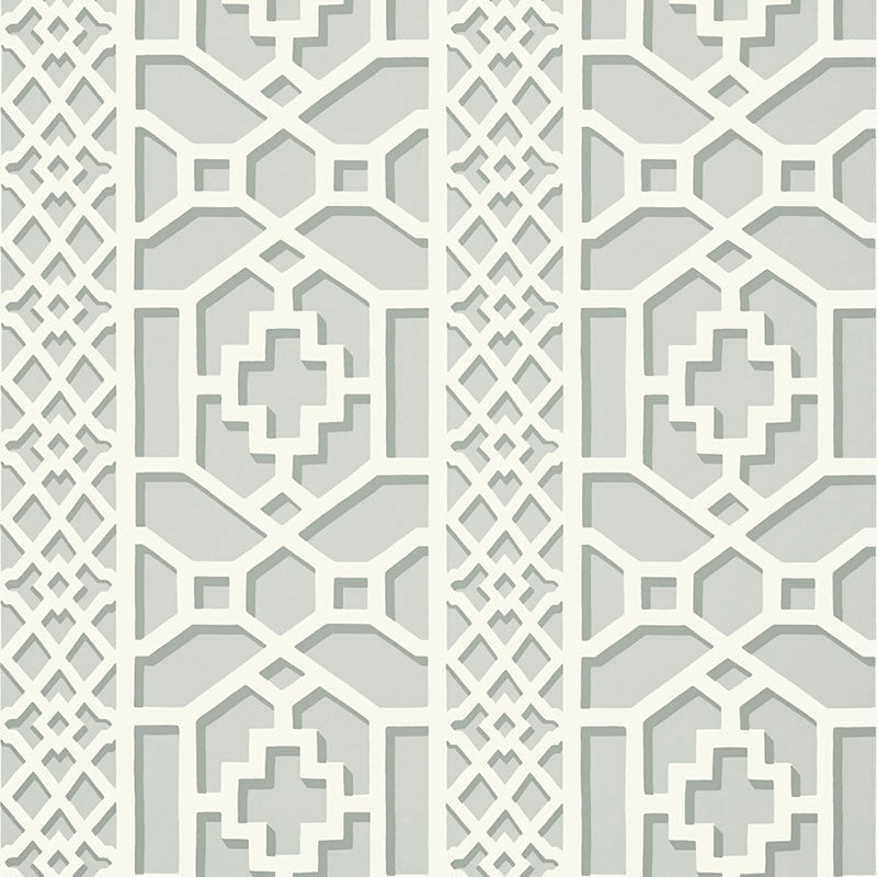Zanzibar Trellis wallpaper in cloud color - pattern number 5006943 - by Schumacher in the Print Happy Wallpapers collection