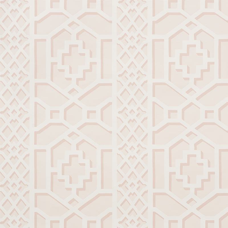 Zanzibar Trellis wallpaper in blush color - pattern number 5006944 - by Schumacher in the Print Happy Wallpapers collection