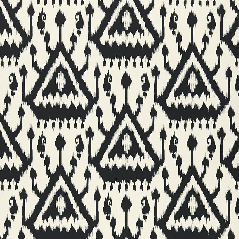 Vientiane Ikat wallpaper in ebony color - pattern number 5006951 - by Schumacher in the Print Happy Wallpapers collection