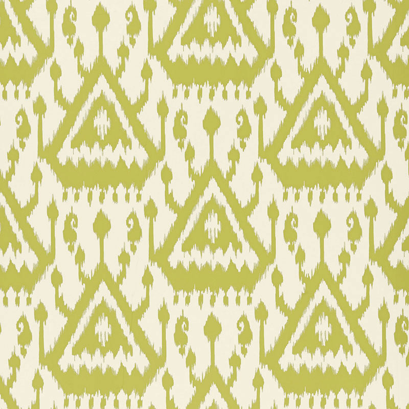Vientiane Ikat wallpaper in palm color - pattern number 5006953 - by Schumacher in the Print Happy Wallpapers collection