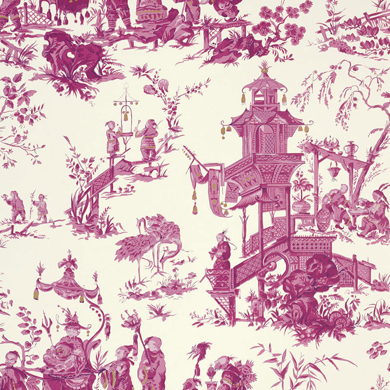 Chinois fabric in peony color - pattern number 5007001 - by Schumacher in the Print Happy Wallpapers collection