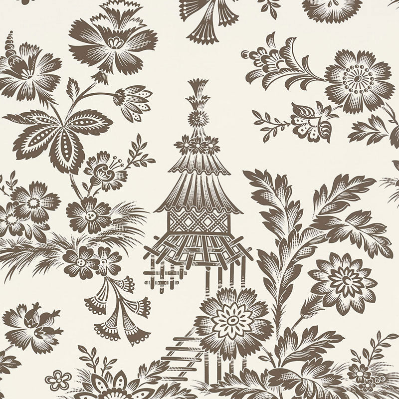 Song Garden wallpaper in cocoa color - pattern number 5007032 - by Schumacher in the Print Happy Wallpapers collection
