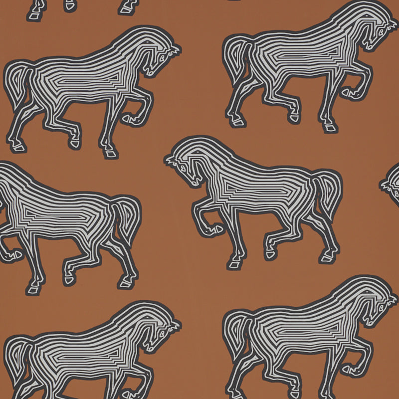 Faubourg wallpaper in brown color - pattern number 5007090 - by Schumacher in the Club Cavalier collection