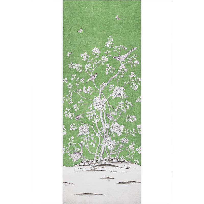Chinois Palais Panel wallpaper in lettuce color - pattern number 5007120 - by Schumacher in the Mary Mcdonald collection