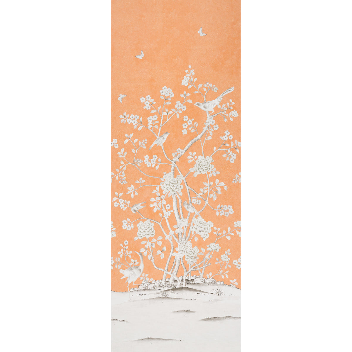 Chinois Palais Panel wallpaper in tangerine color - pattern number 5007124 - by Schumacher in the Mary Mcdonald collection