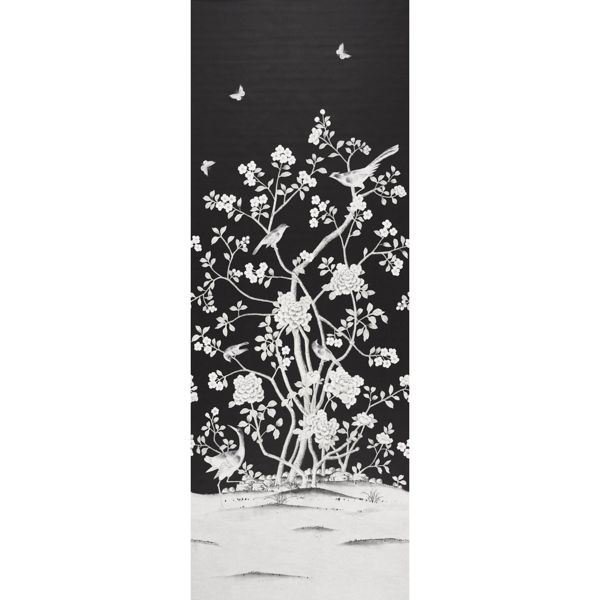 Chinois Palais Panel wallpaper in noir color - pattern number 5007127 - by Schumacher in the Mary Mcdonald collection