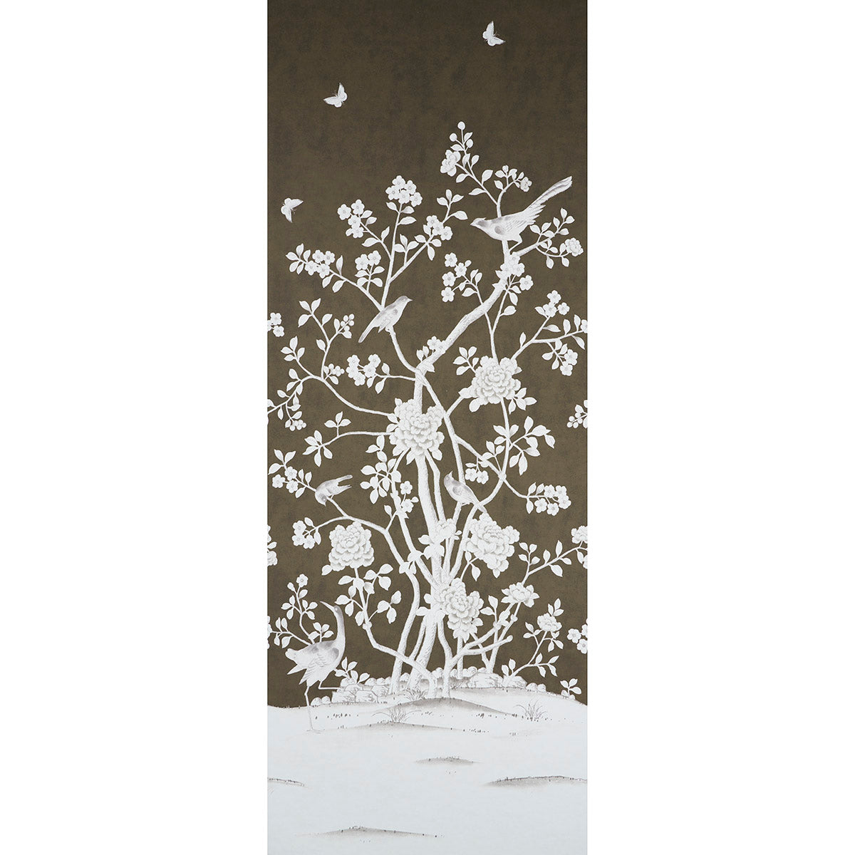 Chinois Palais Panel wallpaper in chocolate color - pattern number 5007129 - by Schumacher in the Panels Collection collection