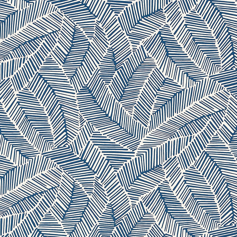 Abstract Leaf wallpaper in navy color - pattern number 5007533 - by Schumacher in the Drawn from Nature collection