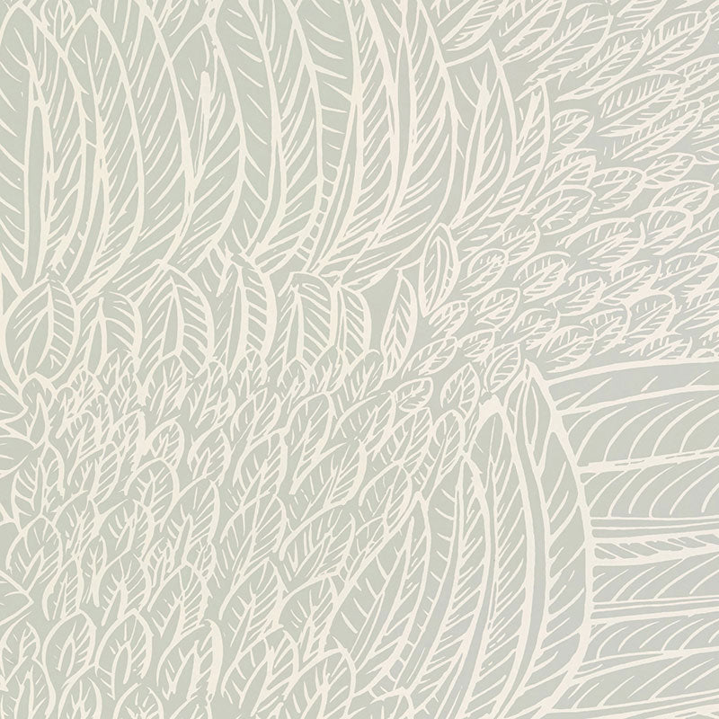 Featherfest wallpaper in smoke color - pattern number 5007560 - by Schumacher in the Drawn from Nature collection